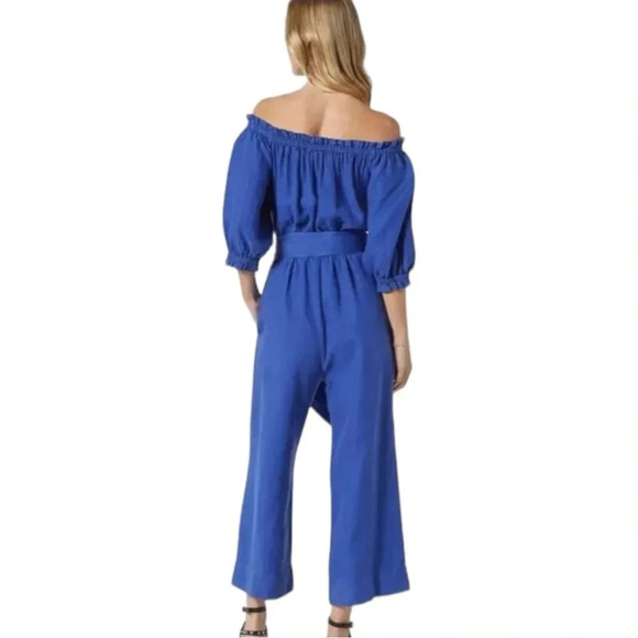 JOIE Josepha cropped linen wide-leg jumpsuit Clematis Blue M - Picture 3 of 12